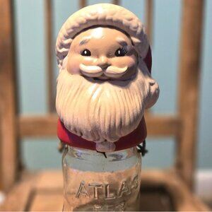 Antique Ceramic Santa Jar topper Mason Jar topper Saint Nick Vintage Christmas